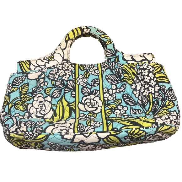 Vera Bradley Handbags - Vera Bradley Abby Purse Handbag Satchel Island Blooms Aqua Blue Floral RETIRED